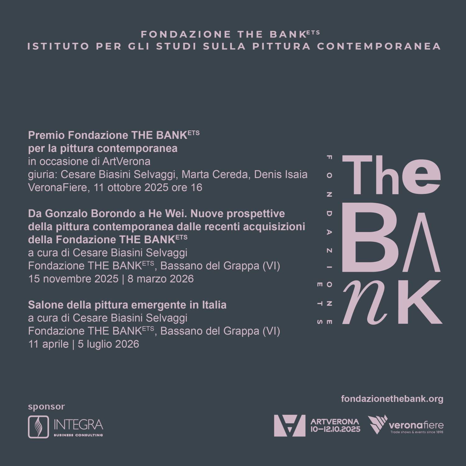 Pittura contemporanea: la Fondazione THE BANK ETS annuncia il programma espositivo 2025-26